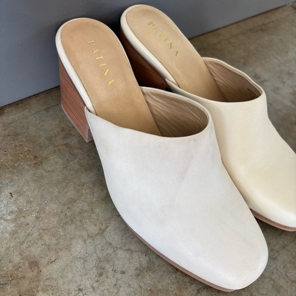 Portland Leather Goods Patina Cream Heeled Clogs Size 9 - Picture 2 of 12